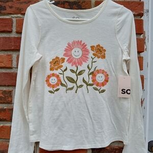 Girls Pretty Cream Long Sleeve Top